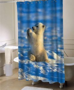 Baby polar bear shower curtain customized design for home decor