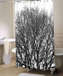 Black and white tree shower curtain customized design for home decor