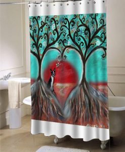 CafePress Boston Terrier Tree of Life Hearts 2 shower curtain customized design for home decor