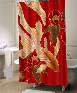 Kimono Tradisional Design Goldfish shower curtain customized design for home decor