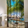 Bungalow And Hammock On Exotic Beach shower curtain customized design for home decor