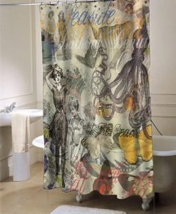 Vintage Octopus and Bathing Beauties shower curtain customized design for home decor