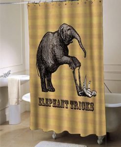 Vintage circus elephant doing tricks shower curtain customized design for home decor