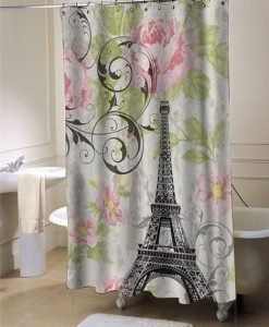 floral paris eiffel tower art shower curtain customized design for home decor