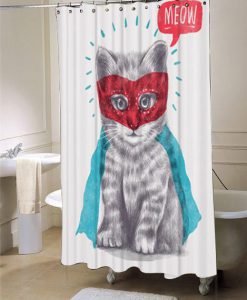 Cat Cute Super Kitty Animal Shower Curtain