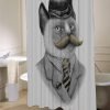 Cat Kitty Dapper Mustache Siamese Vintage Grey  shower curtain customized design for home decor