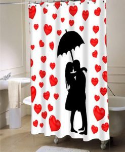 Cute Raining Hearts Silhouette  shower curtain customized design for home decor