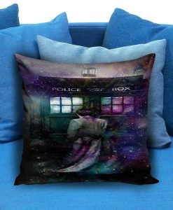 Dr Who Tardis Box in Galaxy Rainbow Box Pillow case