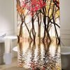 Fall Foliage Reflection on Pond North America Photography Colorful Trees Near a Lake Romantic Landscape Fashion Home Memory shower curtain customized design for home decor