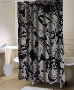 Marvel Super Heroes comics shower curtain customized design for home decor