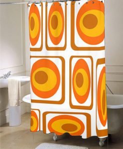 Mod Orange  Mid Century Modern  shower curtain customized design for home decor
