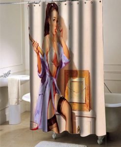 Sexy Retro Pinup Girl 002 shower curtain customized design for home decor