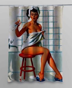 Sexy Pin Up Retro Girl shower curtain customized design for home decor