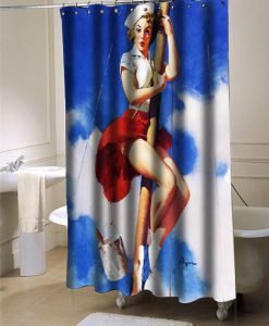 Sexy Retro Pinup Girl pirates shower curtain customized design for home decor