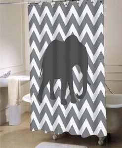 Cute Gray Chevron Elephant Bathroom  shower curtain customized design for home decor