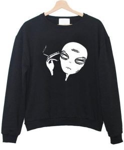 Smoke Art Alien Face Black Sweatshirt