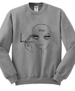Smoke Art Alien Face Grey Sweatshirt
