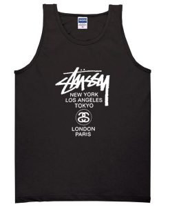 Stussy New York Los Angeles Tokyo London Paris Logo Tanktop