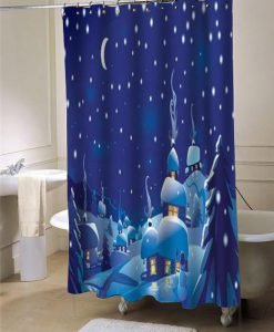 WinterChristmasScene shower curtain customized design for home decor