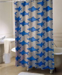 blue fish shower curtain customized design for home decor