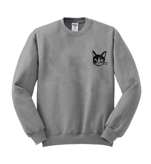 cat pattern long  sweatshirt