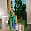 creeper steve minecraft hd wallpaper shower curtain customized design for home decor