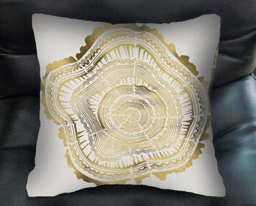 gold tree rings pillow case