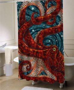 mosaic octopus shower curtain customized design for home decor