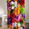 rainbow flower shower curtain customized design for home decor