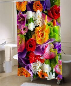 rainbow flower shower curtain customized design for home decor