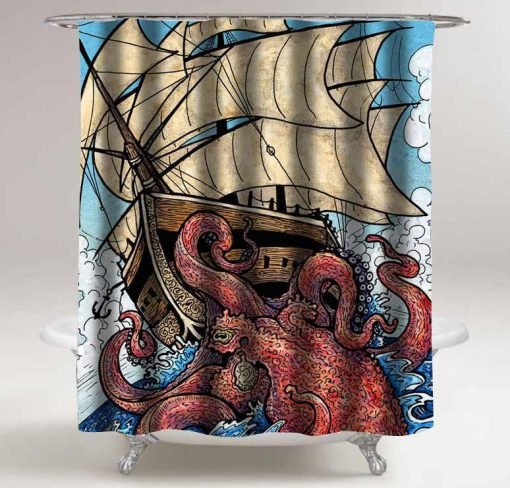 the octopus attack shower curtain customized design for home decor