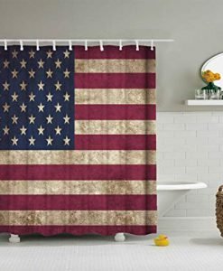 American Flag Shower Curtain USA Decor KM
