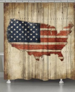Laural Home Vintage American Flag Shower Curtain KM