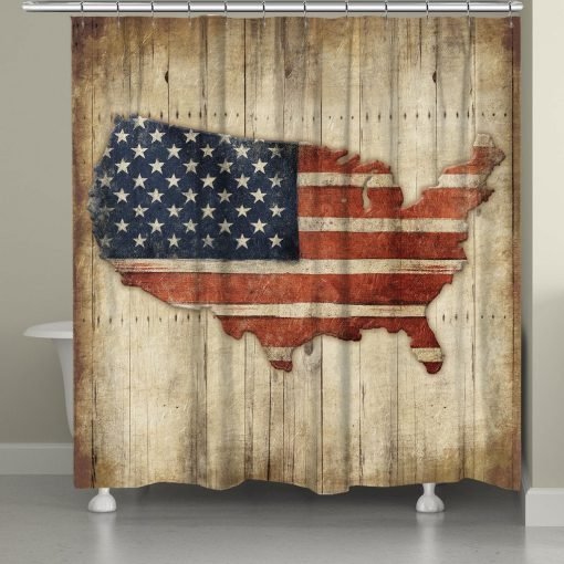 Laural Home Vintage American Flag Shower Curtain KM