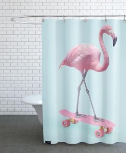 Skate Flamingo Shower Curtain KM