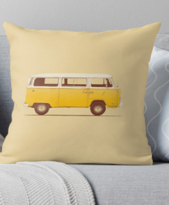 Yellow Van Throw Pillow KM