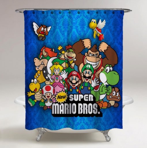 Super Mario Bros All Character Shower Curtains KM