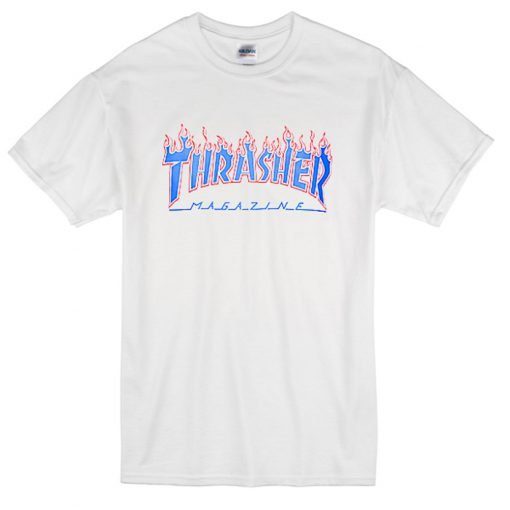 Thrasher Patriot Blue Flame T Shirt KM