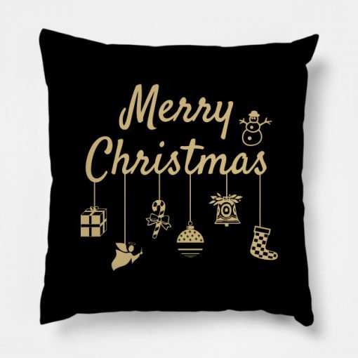Merry Christmas Ornaments gold Pillow KM