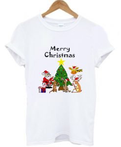 Santa and Friends Merry Christmas Pattern Children T shirt KM