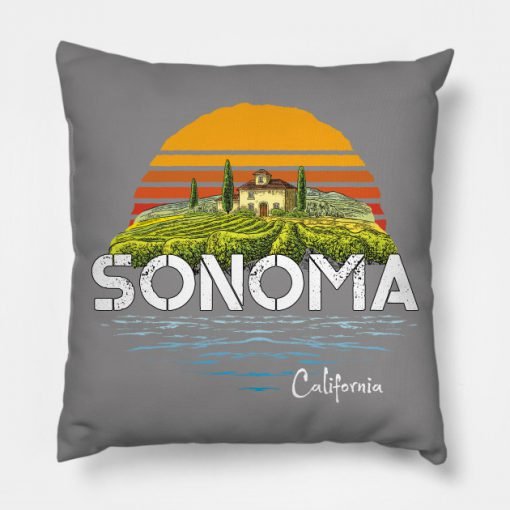 Vintage Sonoma Valley Winery California Pillow KM