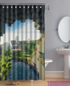 Bathroom Minecraft Creeper Shower Curtain KM