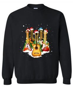 Guitar Wearing Santa Hat Christmas Sweatshirt KM