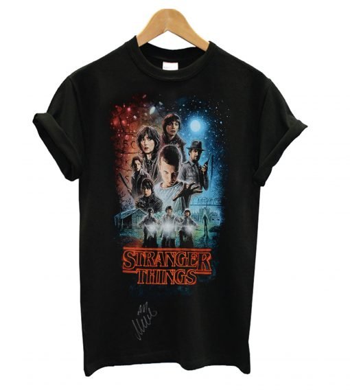 Millie Bobby Brown Stranger Things Autographed Group Shot Graphic T Shirt KM