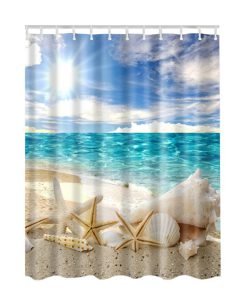 Seascape Sea Beach Picture Print Ocean Decor Collection Bathroom Set Fabric Shower Curtain KM