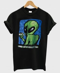 90s Distressed Smoking Alien Grunge T Shirt KM