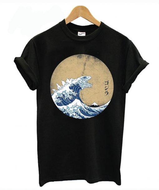 The great wave off Kanagawa Godzilla T Shirt KM