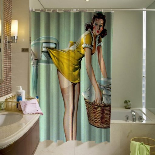 Pin Up Girl Dryer Sexy Shower Curtain KM