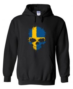 Swedish Flag Splatter Skull Hoodie KM