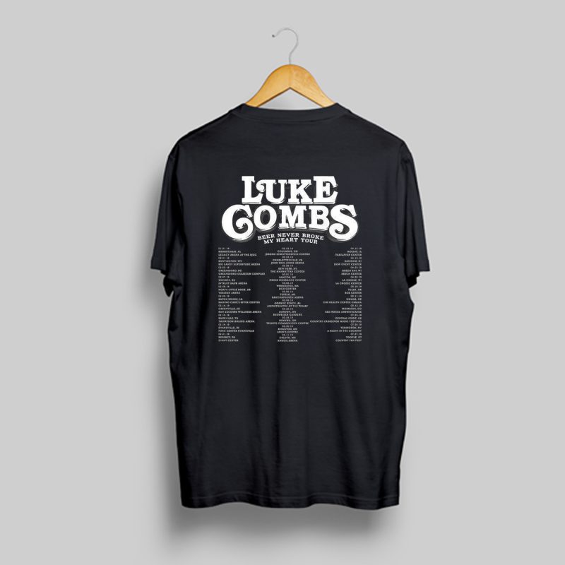 Luke Combs Beer Never Broke My Heart Tour 2019 Logo Y66 T Shirt Back Km Kendrablanca 3602